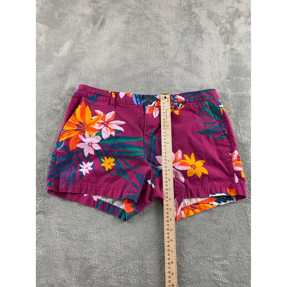 Old Navy Everyday Short Womens 10 Purple Hibiscus Floral Tropical Cotton 1166 - Picture 9 of 11
